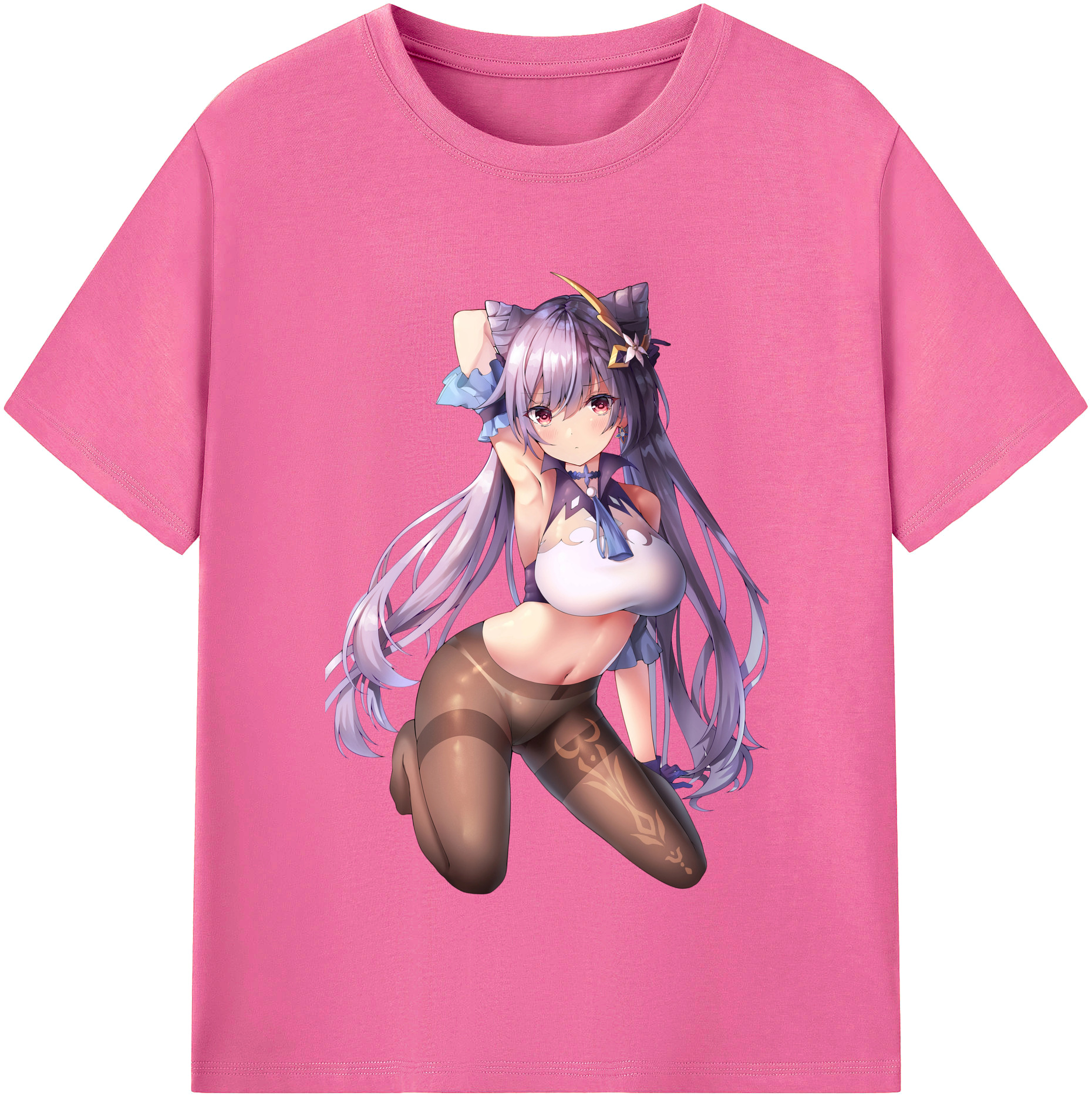 げんし神 刻晴 こくせい genshin Kokusei レディースカジュアルプリントTシャツ（綿100％）